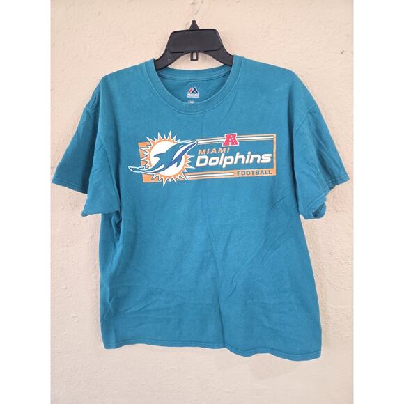 Vintage NFL Miami Dolphins Football Men's Turquoise Graphic Crew T-Shirt, Large - Picture 1 of 4
